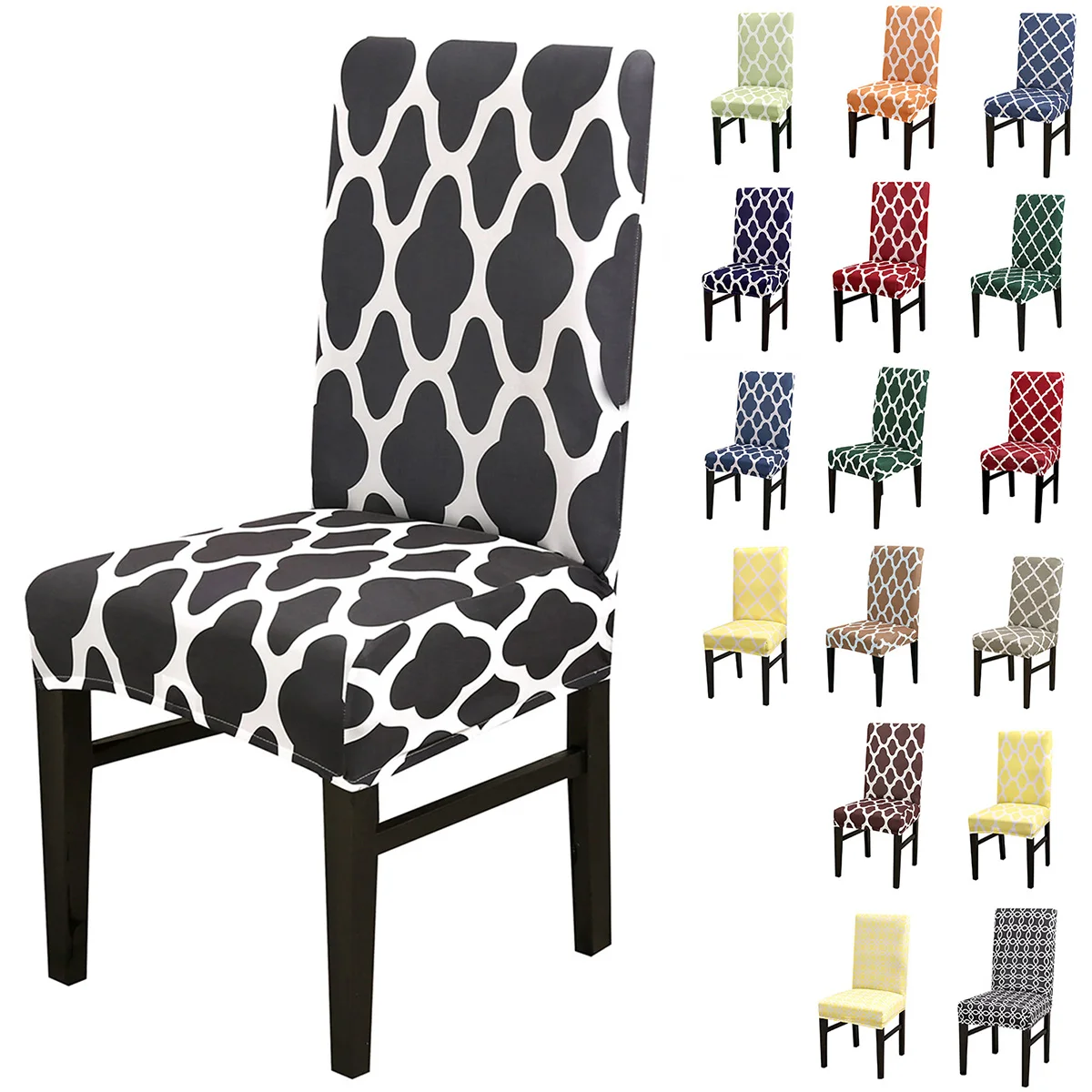 

Spandex Elastic Printed Dining Chair Slipcover Modern Removable Anti-dirty Kitchen Seat Case Stretch Chair Cover for Banquet D30