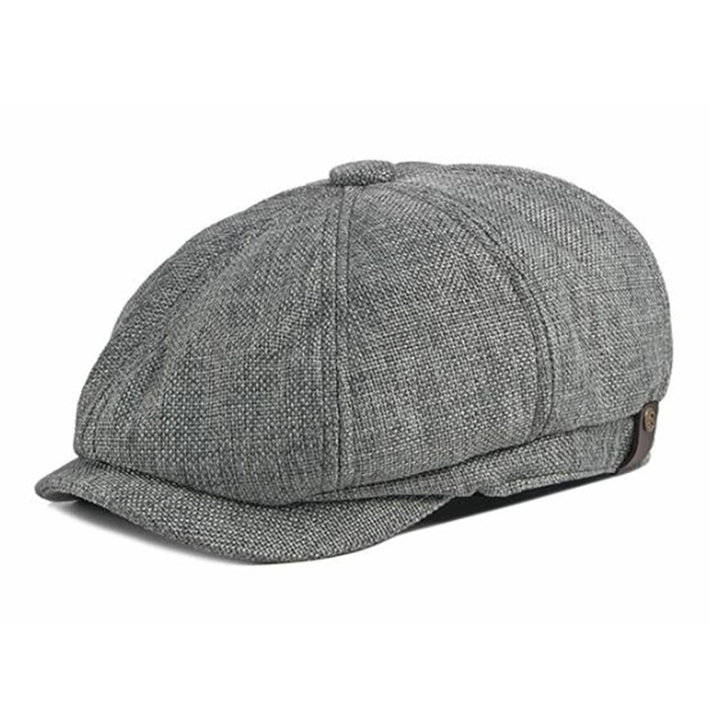 BUTTERMERE Summer Newsboy Cap Men Beret Hat British Style Vintage Flat Cap Gray Male Octagonal Cap