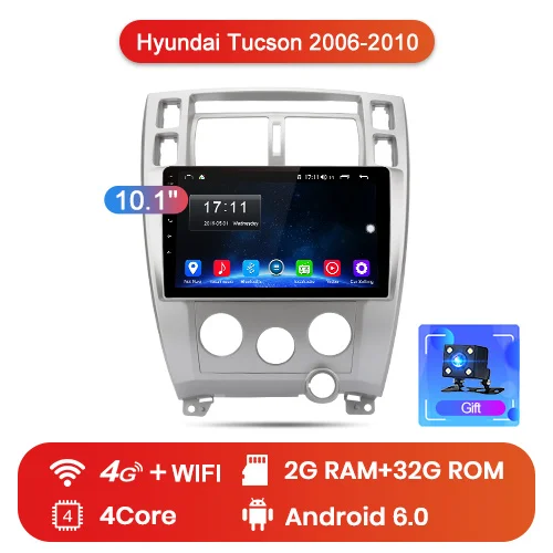 Junsun V1 Android 9.0 системный блок а для Хендай Туксон 1 Hyundai Tucson 1 2006 2007 2008-2010 2 din android автомагнитола - Цвет: 4G (2GB 32GB)