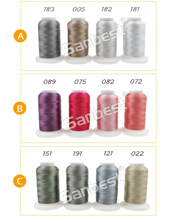 Description Picture 3 of itemSanbest High Quality Polyester Embroidery Thread Fliament 120D/2 1000M 92Colors Can Choose Brother Singer Machine Sewing Threads