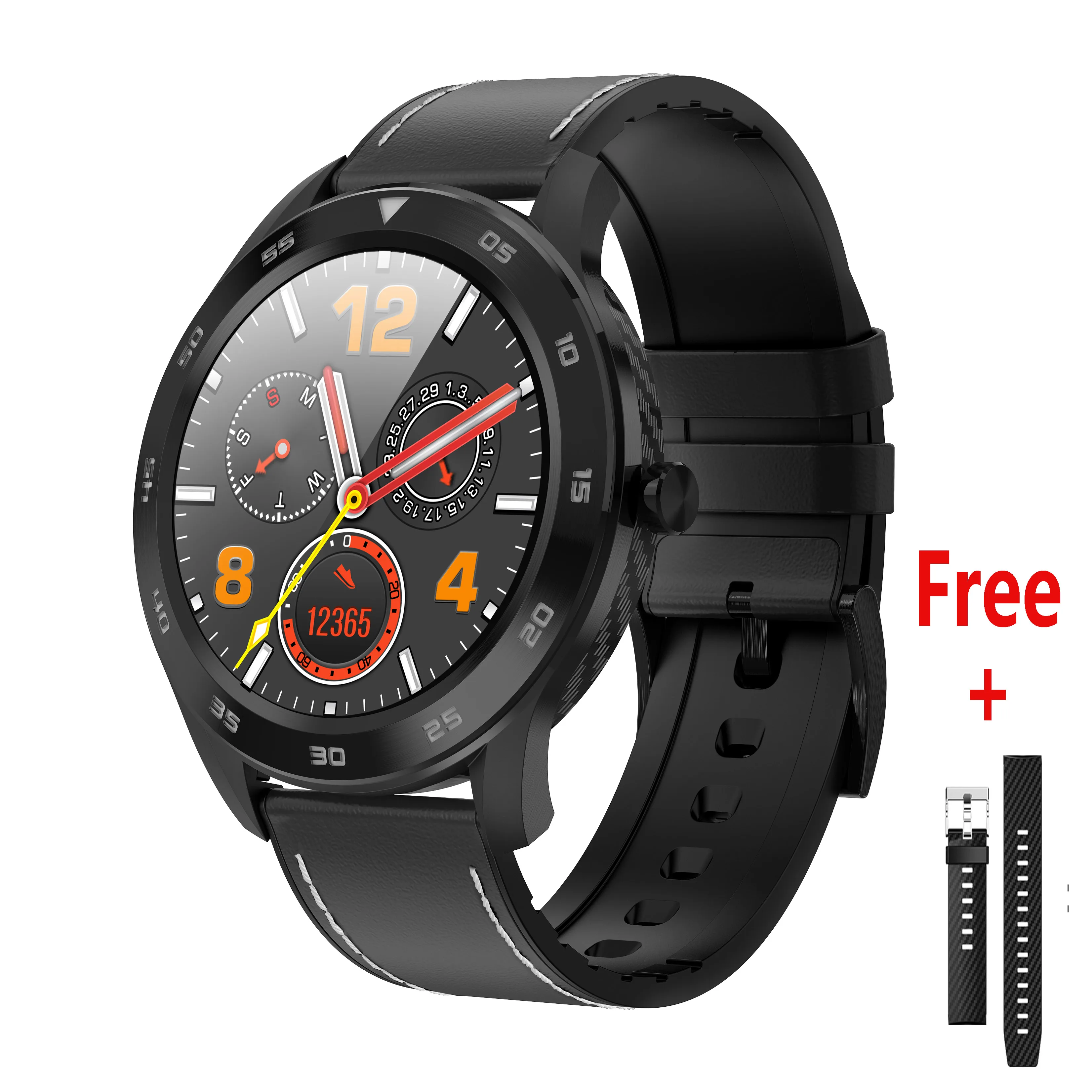 black leather ELFTEAR DT98 Smnartwatch IP68 Водонепроницаемые Смарт-часы Bluetooth Вызов ЭКГ кровяное давление мужчины против huawei часы gt Полный сенсорный экран - Цвет: black leather
