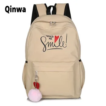 

Ladies Backpack 2020 New Youth Girl Large Capacity Hair Ball Pendant School Bag Multifunctional Leisure Travel Bag