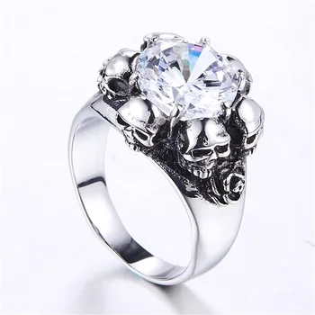 

Fashion Punk Style Stainless Steel Skull Ring Classic Men Ring Accessories Jewelry For Male Party Hallowmas Gift