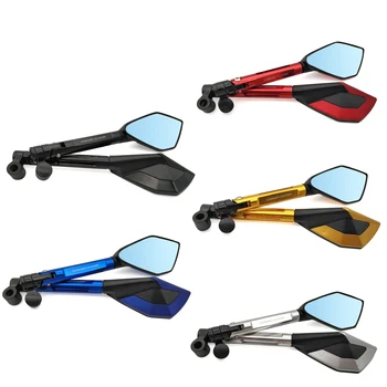 

Motorcycle Rearview Mirrors Blue glass Anti-vertigo Motorbike CNC Rearview Side Mirrors Mounting Tool Bolts 8mm 10mm ATV KTM New