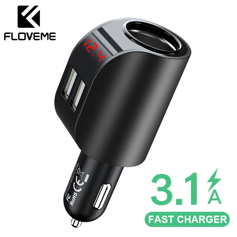 FLOVEME 3.1A USB Автомобильное зарядное устройство для мобильного телефона автомобильное зарядное устройство USB быстрая зарядка автомобильное зарядное устройство 12 В для iPhone samsung Xiaomi