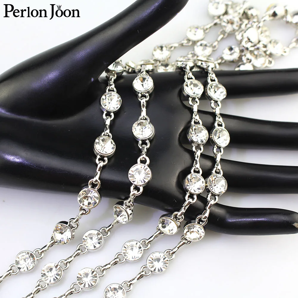 1 yard überzug metall kette Einzigen kristall strass trim, verwendet für taschen, schuhe, jeans zubehör ML129 – Detail 5