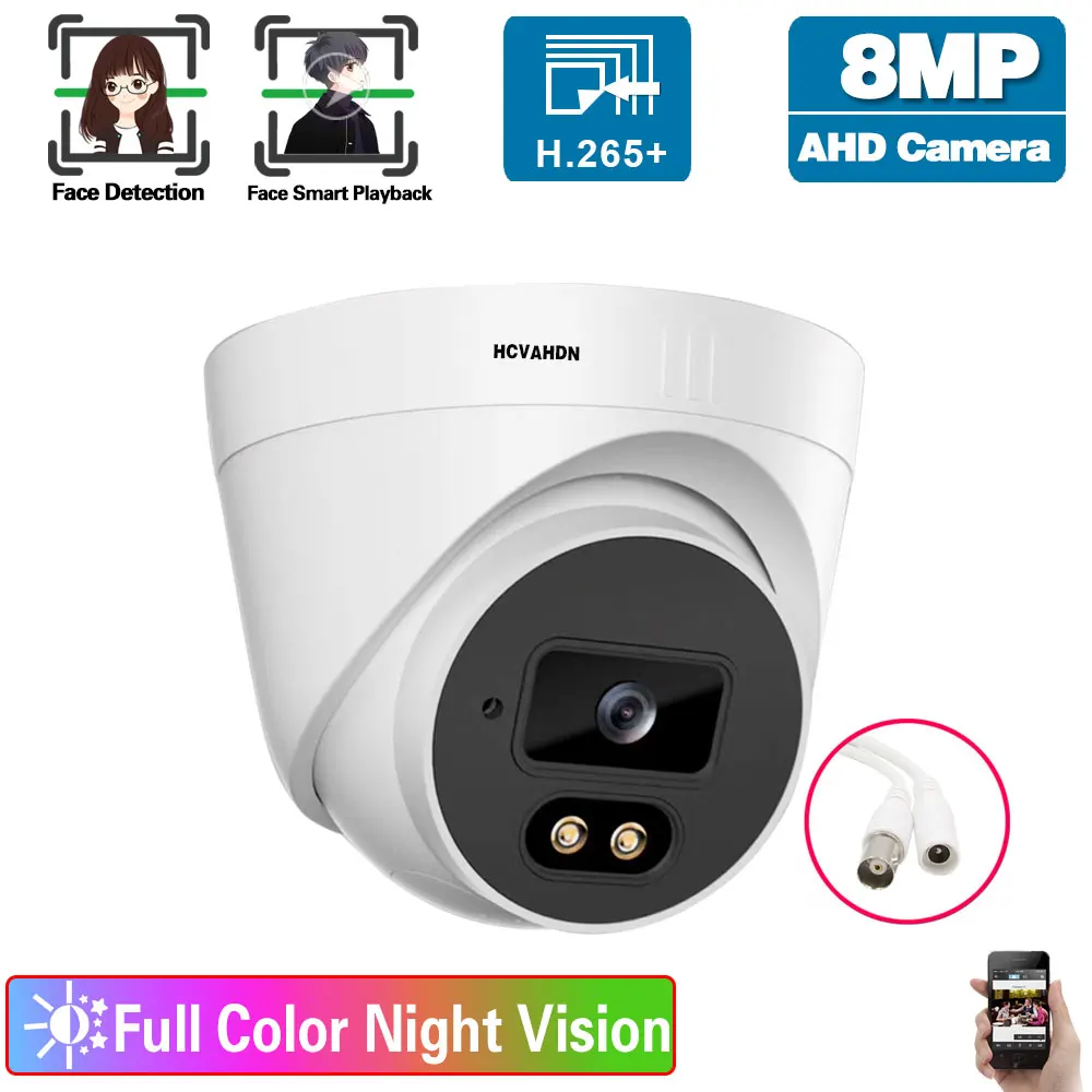 

4K Full Color Night Vision DVR Camera AHD CCTV Analog Dome Camera BNC Indoor Home Ceiling Security Cam Video Surveillance 8MP