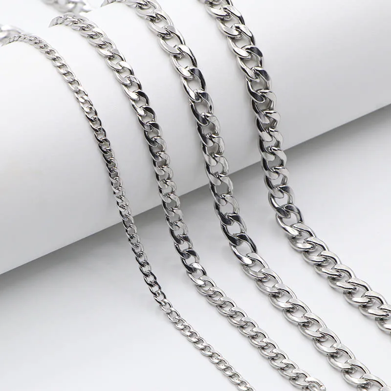 Stainless Steel Necklace for Men Women Curb Cuban Link Chain Jewelry Gifts