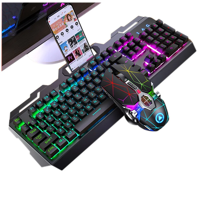 

Game Ergonomic Gaming 104 Keys Optical Keyboard Set With 3200DPI RGB Wired Mouse Combo