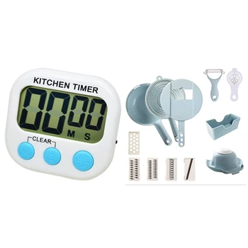 

1pcs Large LCD Digital Kitchen Cooking Timer & 1 set Slicer, Kitchen Multi-Functional Slicer, Household Slicer