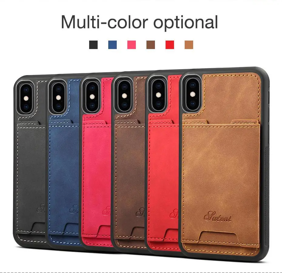 Простой чехол для телефона из искусственной кожи для iPhone 6, 6s, 7, 8 plus, чехол, модный держатель для карт, кронштейн, чехол для iPhone X, XR, 11 Pro, XS, Max, чехол