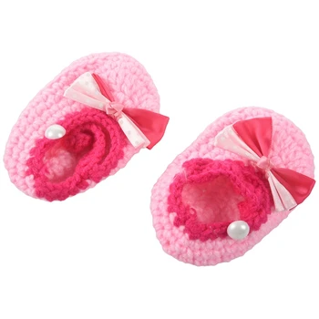 

Lovely Baby Girls Crochet Handmade Knit Shoes Pink