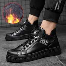 Мужская обувь; новые модные ботинки; zapatos de hombre; мужские повседневные ботинки с высоким берцем в стиле ретро; Рабочая обувь из бархата на толстой подошве