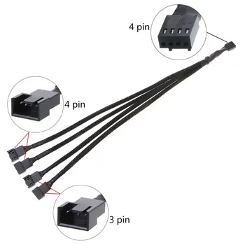 

PWM 4pin Fan Sleeved Extension Splitter Hub Cables Motherboard CPU 4 pin to 2 4