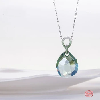 

2020 New Fashion Charm Pure 925 Silver Original 1:1 Copy, Simple Fresh Crystal Fashion Necklace Female Luxury Jewelry Gifts