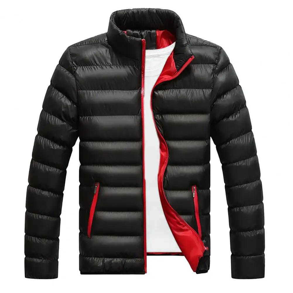 Oversize Men Jacket Winter Warm Thick Waterproof Windbreak Cardigan Stand Collar Pockets Down Coat Outerwear Work