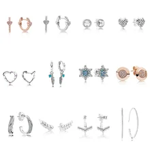 925 пробы серебряные серьги перо сердце Снежинка серьги для женщин Свадебная вечеринка ювелирные изделия