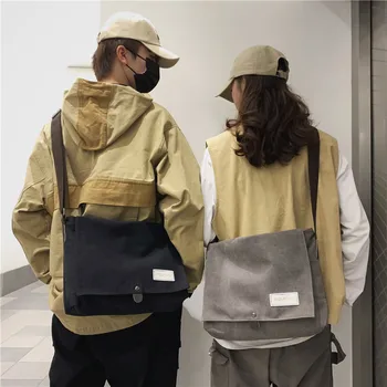 

DCIMOR New Canvas shoulder bag for both men and women large capacity solid color messenger bag Lady's shopping bags fashion bag