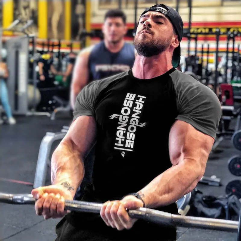 Облегающая футболка с надписью «Muscle Brother», Новинка лета, повседневная мужская Спортивная футболка с рукавом реглан и коротким рукавом