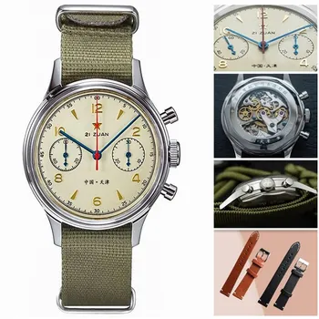 Fashion 38mm Men Chronograph Watches Sapphire Mechanical 1901 Seagull Movement Military Pilot Mens Chronograph Watch 1963 40mm 1