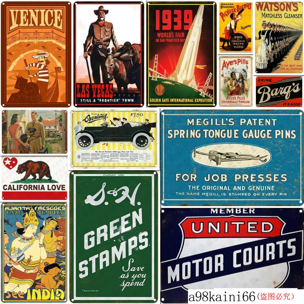 Vintage Picture Plate Metal Craft Tin Signs Garage Man Cave Room Wall Sticker Decor Bar Pub Home Retro Art | Дом и сад