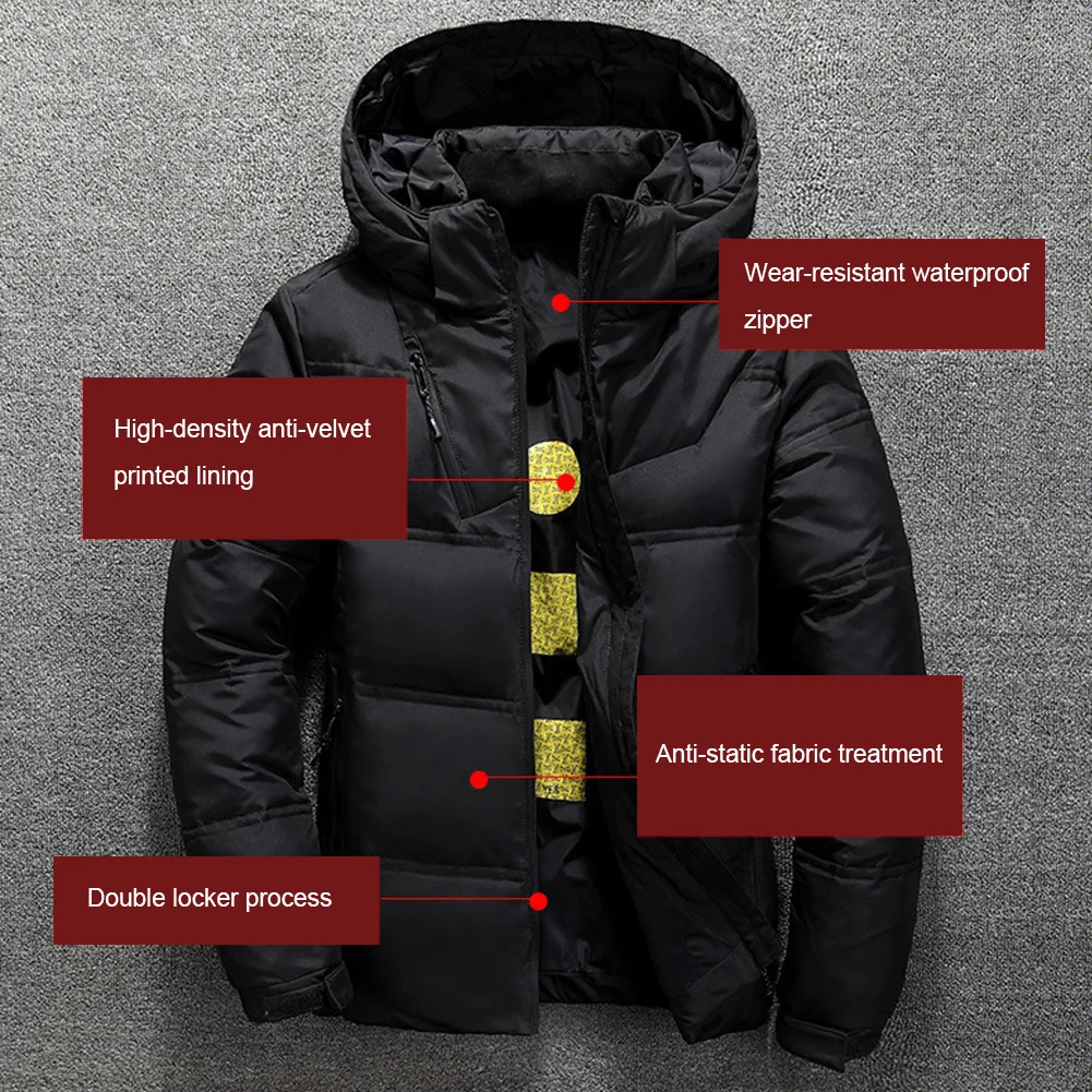 Зимняя мужская куртка, качественное теплое плотное пальто, Зимняя Красная черная парка, Мужская теплая верхняя одежда, модная мужская куртка на утином пуху