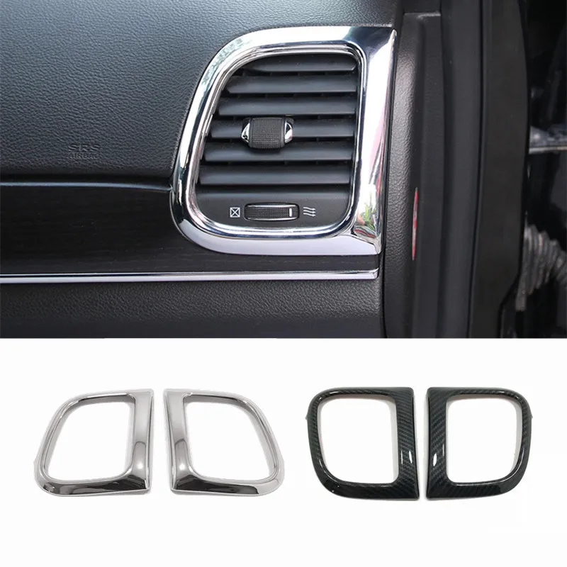

ABS Chrome/ Carbon Car Conditioner Air Outlet Decoration Cover Trims Car Styling Accessories 2014-2017 For Jeep Grand Cherokee