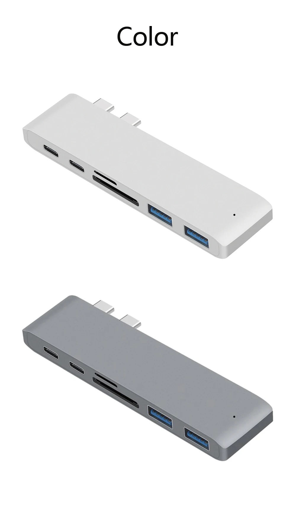 USB C концентратор с sd-кард-ридером, алюминиевый зарядный порт, USB 3,0 концентратор, конвертер для MacBook