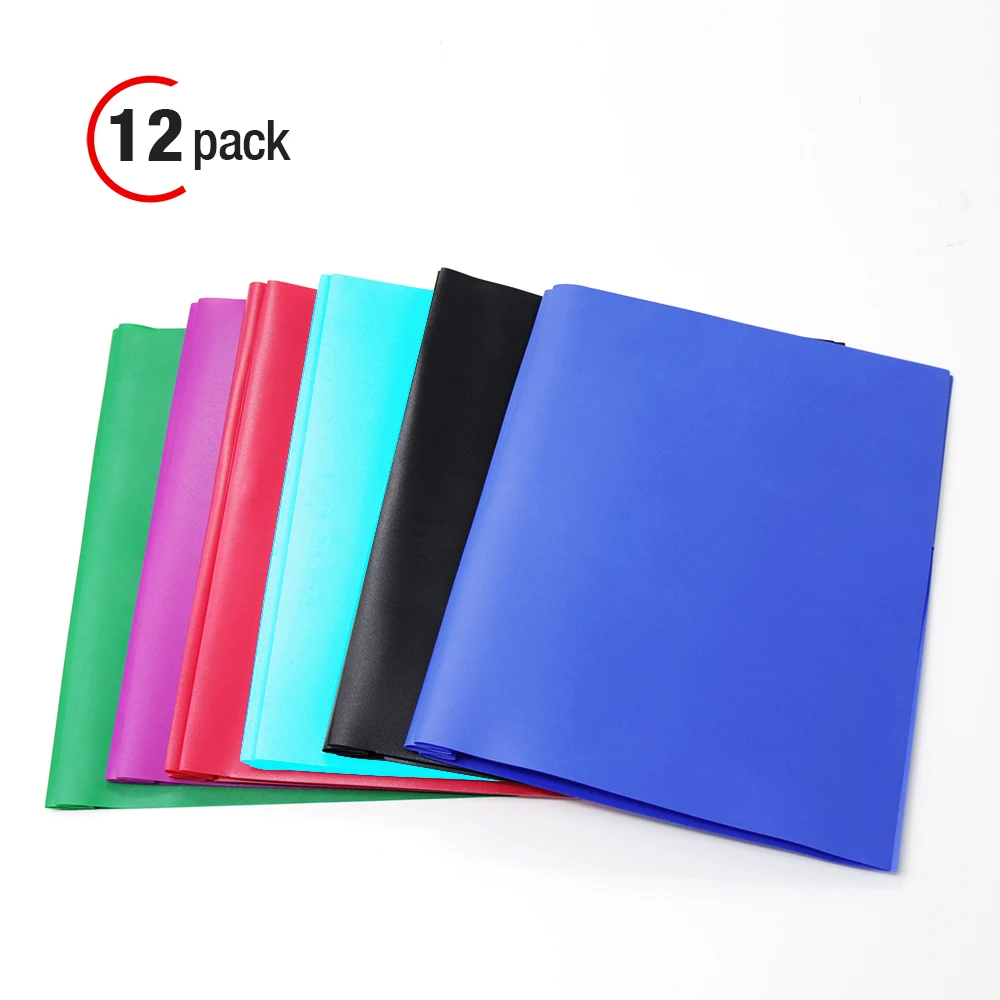 

Comix Poly File Folders with 2 Pockets, File Portfolio Folder with 3 Prong Fastners, Letter Size, 12pcs/Pack