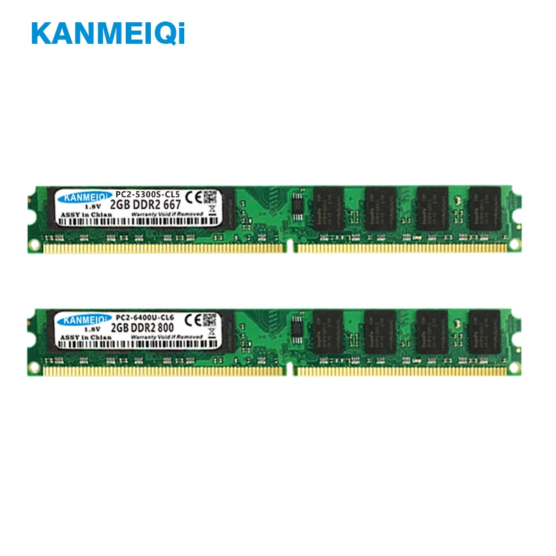 KANMEIQi Ram DDR2 2 ГБ 800 МГц PC2-6400U DIMM 4 Гб(2 ГБ* 2 шт) 667 МГц/5300 память для рабочего стола 240pin 1,8 в