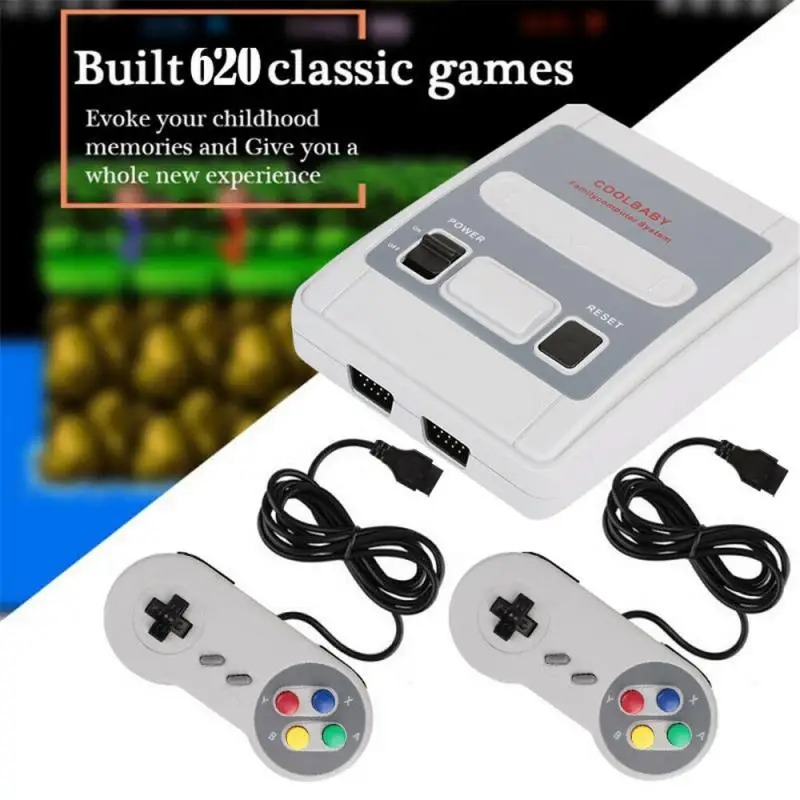 Mini consola de videojuegos portátil Retro, reproductor de juegos de 8 bits, 620 juegos integrados para Super + 2 mandos
