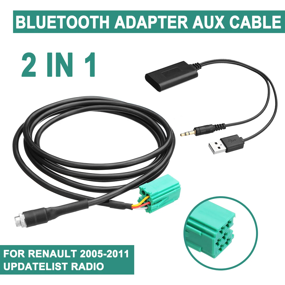 2 в 1 для Renault 2005 2011 беспроводной bluetooth приемник автомобильный стерео USB/AUX аудио AUX