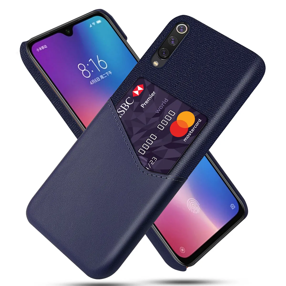 DCK кожаный жесткий карточка из ткани телефонные чехлы для Xiaomi Mi 9T 9SE 9 8X 8SE 8Lite 8 6X 6 плюс 6 5S плюс 5C 5X 5S 4i 4C 4S чехол для телефона - Цвет: Темно-синий