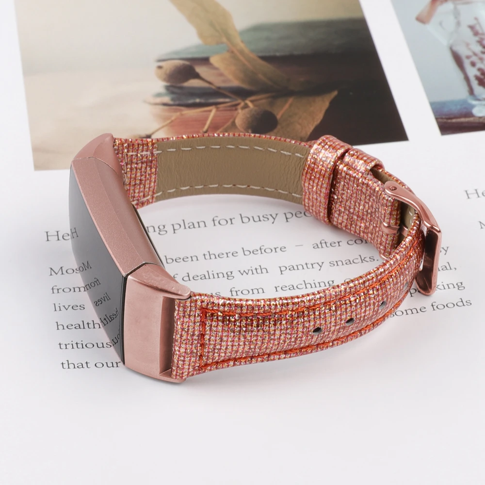 Сменный ремешок для Fitbit Charge 3 полосы блестящий кожаный умные фитнес-часы