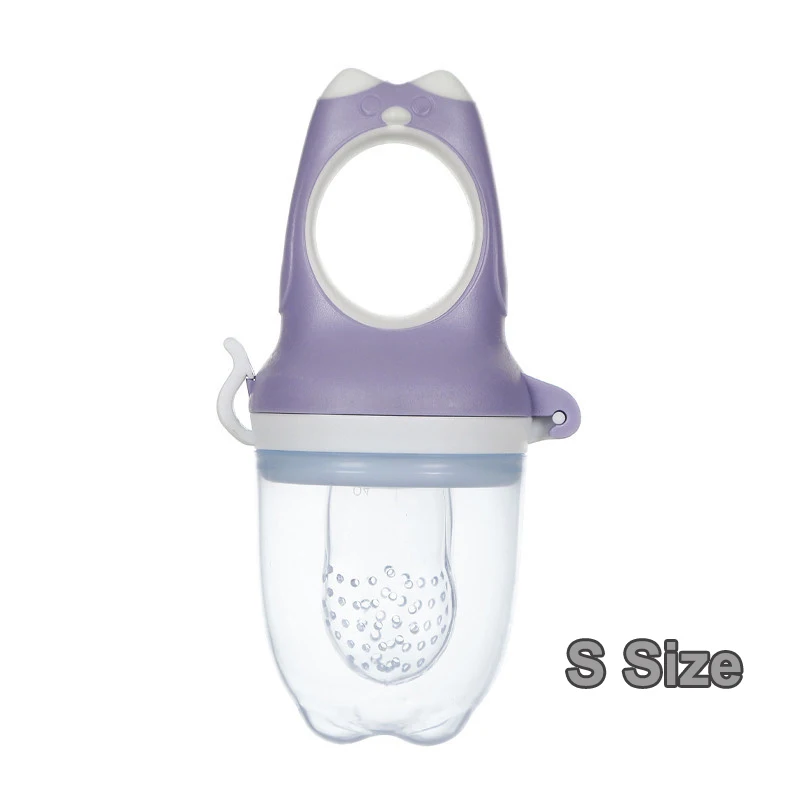 Purple S size 1 шт., Детская Бутылочка для свежих продуктов, Детская соска, игрушка для жевания фруктового сока, Овощная кормушка, 3 размера, для 3-20 месяцев - Цвет: Purple S size