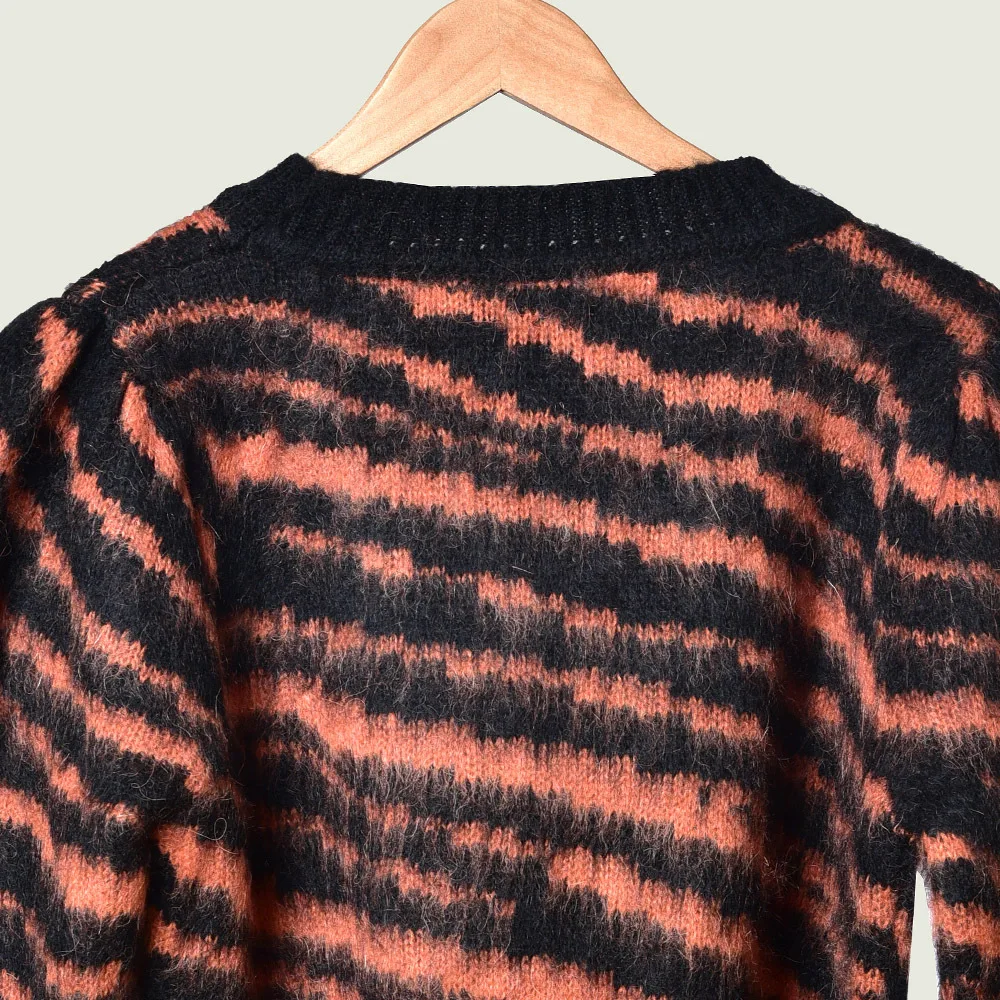 Женский свитер Осень/Зима женский свитер с круглым вырезом в полоску Свободный плюшевый свитер с длинными рукавами