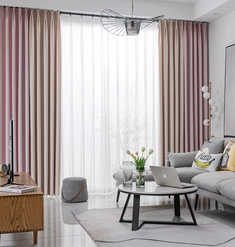 Modern Curtains for Living Dining Room Bedroom Simple Chenille Stitching Curtains Girl Color Matching New House Curtains