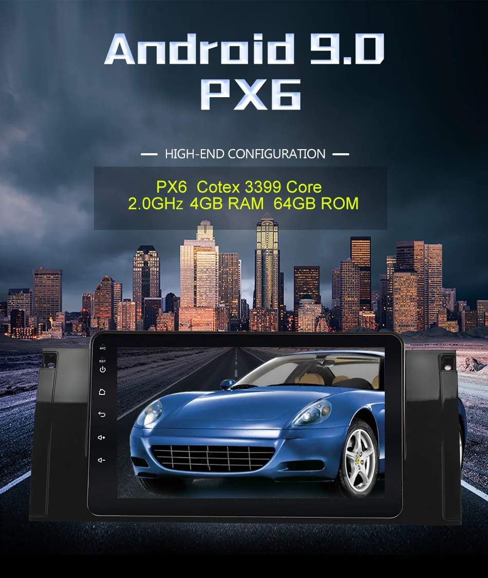 Excellent Eunavi 8 inch Android 9.0 HD 1024*600 Car Radio Stereo Car GPS Navigation For BMW E53 E39 X5 WiFi 3G Audio Player no dvd 1 din 3