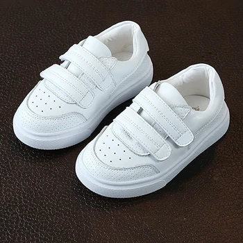 

Leather Kids Shoes Korean 2020 New Velcro Children White Shoes Boy Girl Students Casual Shoes Toddler Sneakers Boys