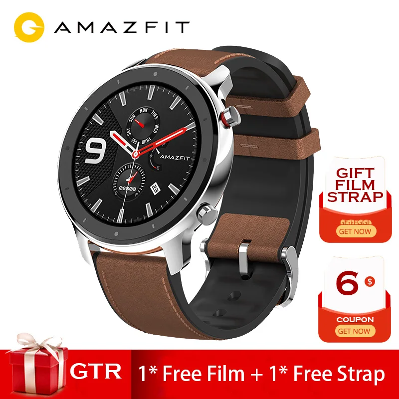 

International version Amazfit GTR 47mm smart watchGPS AMOLED Screen 24-Day battery life watch Swimming 50ATM waterproof Silver