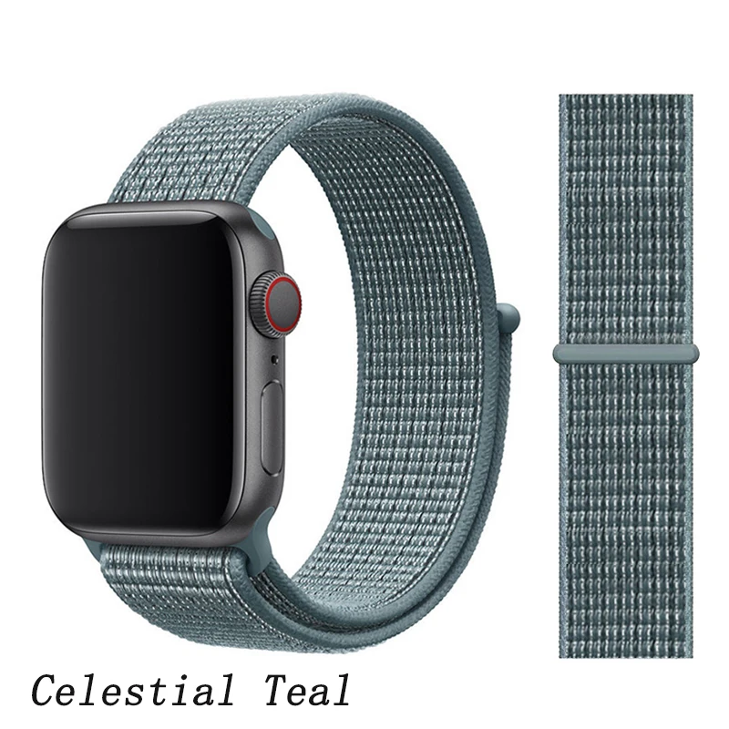 Спортивная петля ремешок apple watch band 42 мм 38 мм apple watch 4 3 band iwatch band 44 мм 40 мм correa pulseira 42 44 нейлоновый ремешок для часов - Цвет ремешка: Celestial Teal