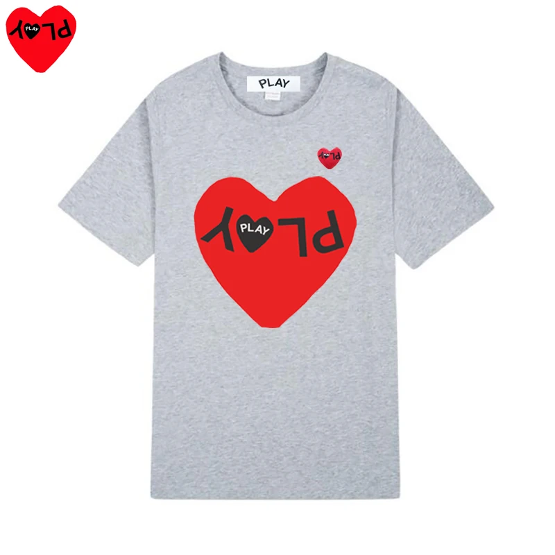 PLAY Women Short Sleeved Printed T-shirt Letter Embroidery Heart Cotton O-neck Summer Loose Casual T-shirt palm angels t shirt