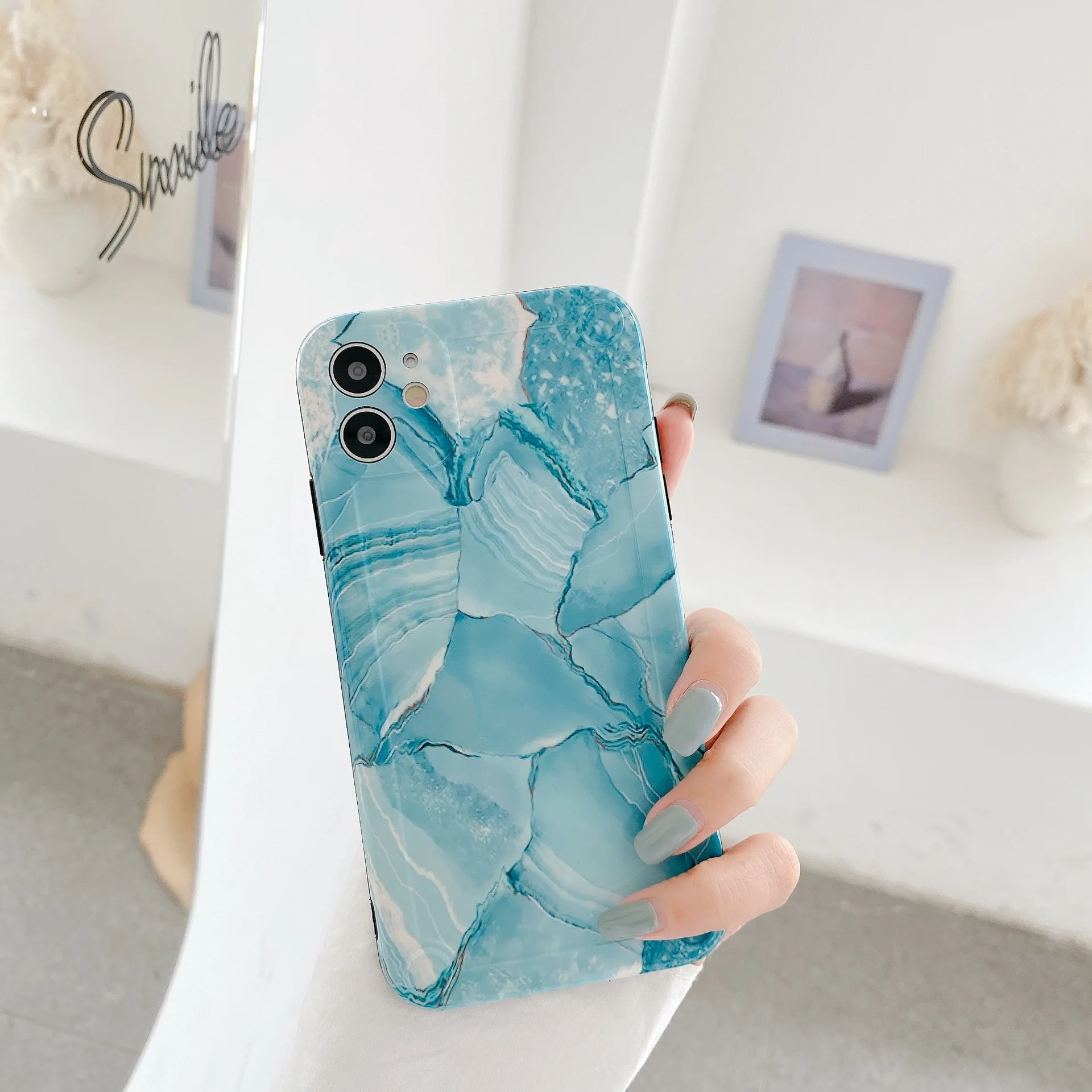 

INS Blue Water Pattern for 11pro/Max iPhone X /XS/XR Mobile Phone Shell Iphone7p Female Silicone for 8 Plus