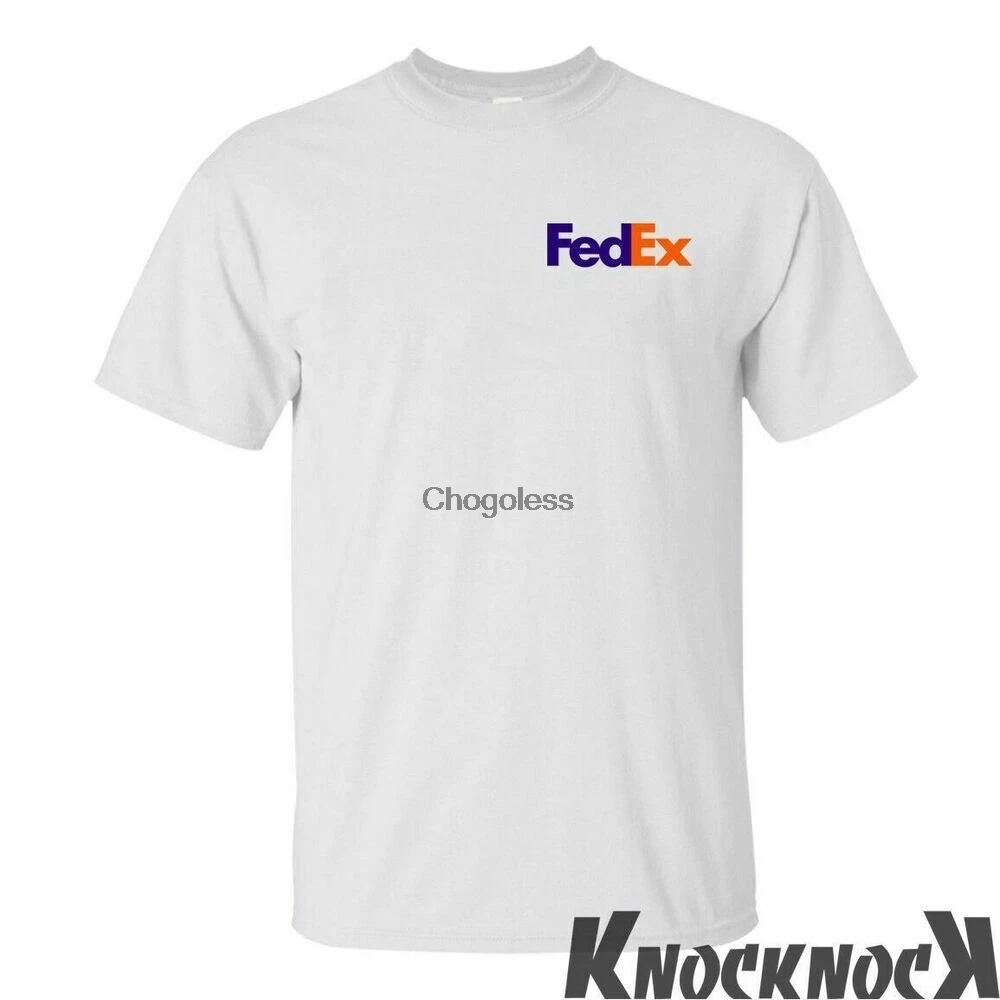 Логотип компании Fedex Courir маленькая фиолетовая оранжевая футболка унисекс от S до