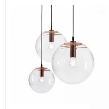 

modern Nordic minimalist glass ball pendant lamp Single-head restaurant bar kitchen hanging lamps E27 WJ504