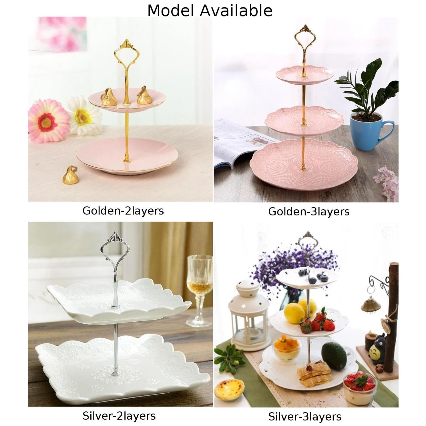 2/3 Tier Cake Cupcake Plate Stand Handle Hardware Wedding Party Decor Rod 