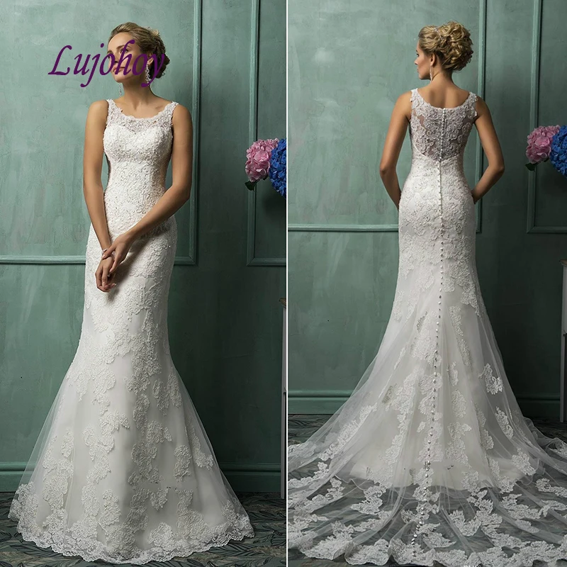 

Sexy Lace Wedding Dresses Mermaid Plus Size White Ivory African Bridal Bride Dress Wedding Gowns