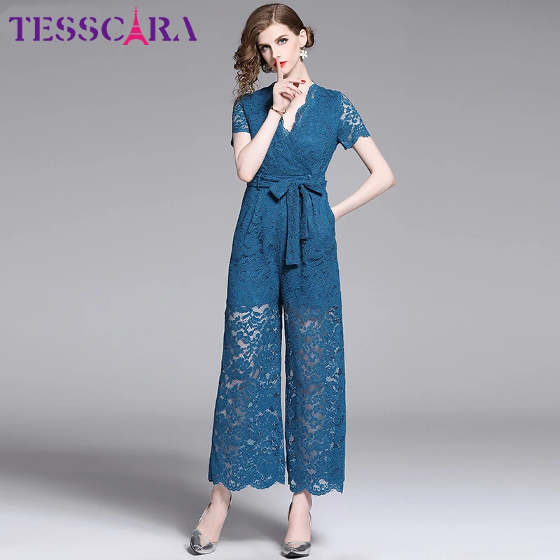 TESSCARA, женский летний элегантный офисный кружевной комбинезон, модные комбинезоны и комбинезоны, женские комбинезоны, боди, женские комбинезоны