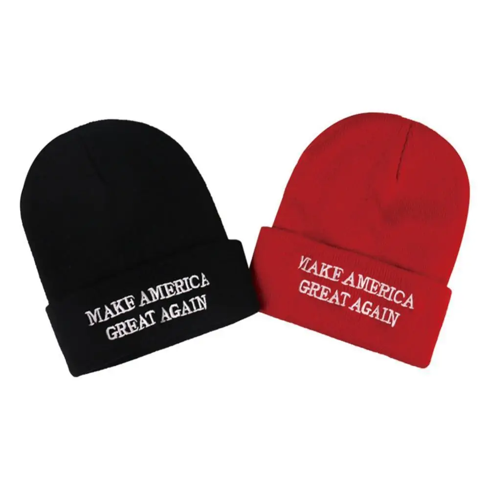 Trump 2020 вышитые шляпы президента Make America Great Again Хлопковые вязаные шапки черные