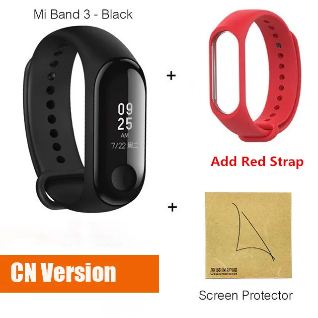 Xiaomi mi band 3 mi Band 4 новейший музыкальный умный Браслет пульсометр фитнес 135 мАч 3 Цвета экран Bluetooth 5,0 - Цвет: Mi 3 CN red film